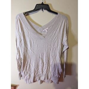 Victorias Secret M long sleeve tan oversized v-neck shirt top light sweater